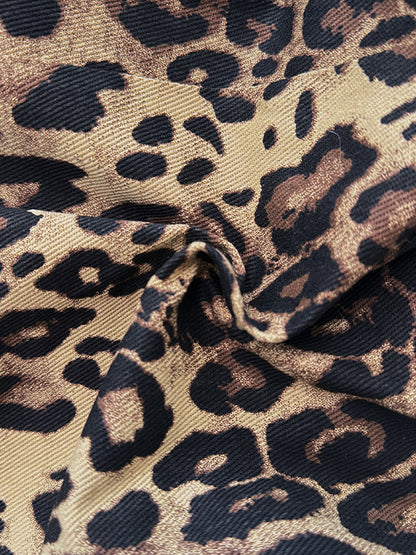Loose Buttoned Leopard Pockets Split-Joint Pants Trousers