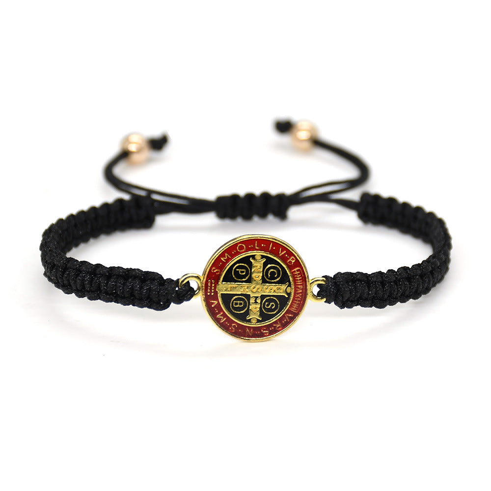 Unisex Red Cross Bracelet Featuring Rope Chain And Alloy Material With Braid Craftsmanship