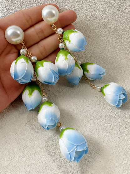 Tasseled Flower Shape Drop Earrings