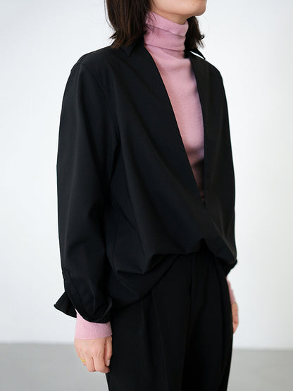 Long Sleeves Loose Solid Color Deep V-Neck Blouses&Shirts Tops