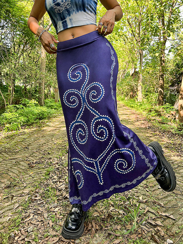 Mermaid Printed Split-Joint Skirts