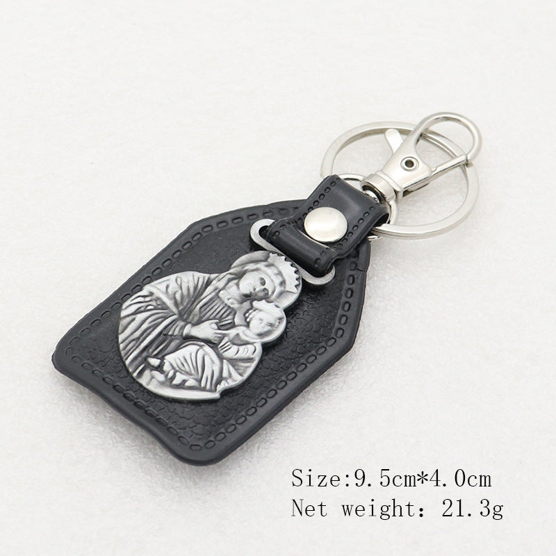 Trillion-cut Electroplated Blue Key Chain In Alloy Material With Retro Style, Featuring PU Inlay