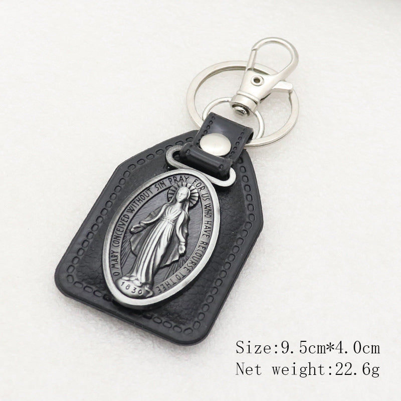 Trillion-cut Electroplated Blue Key Chain In Alloy Material With Retro Style, Featuring PU Inlay