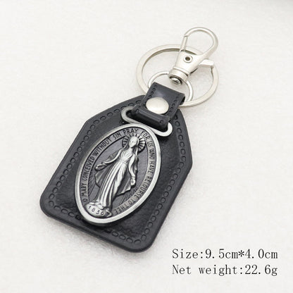 Trillion-cut Electroplated Blue Key Chain In Alloy Material With Retro Style, Featuring PU Inlay