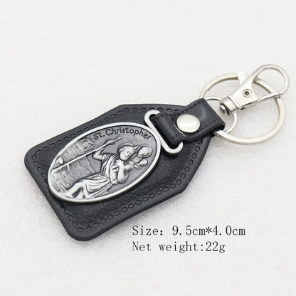 Trillion-cut Electroplated Blue Key Chain In Alloy Material With Retro Style, Featuring PU Inlay