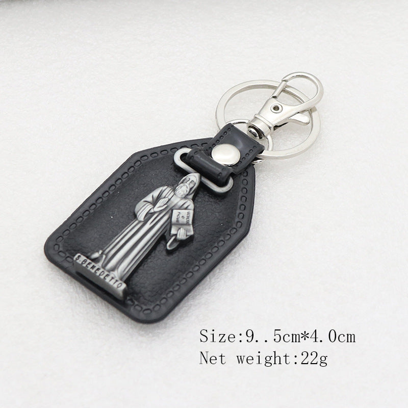 Trillion-cut Electroplated Blue Key Chain In Alloy Material With Retro Style, Featuring PU Inlay