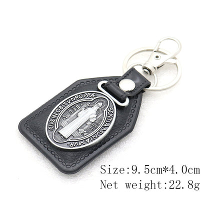 Trillion-cut Electroplated Blue Key Chain In Alloy Material With Retro Style, Featuring PU Inlay