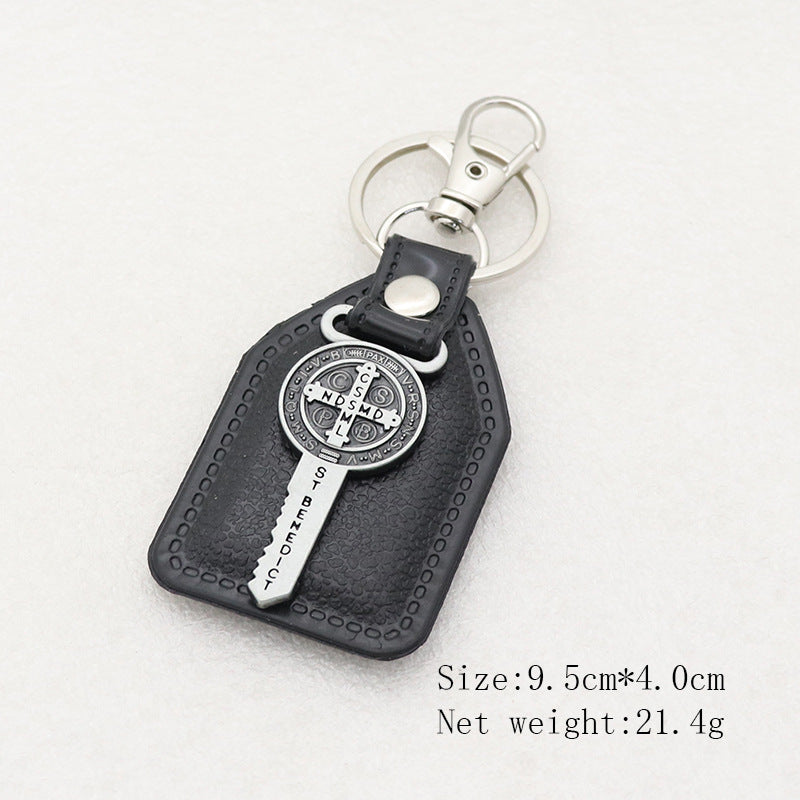 Trillion-cut Electroplated Blue Key Chain In Alloy Material With Retro Style, Featuring PU Inlay
