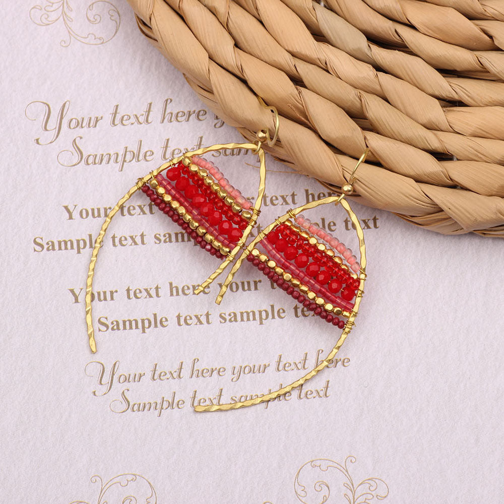 Asymmetrical Bohemian Drop Earrings For Women Featuring Beading In Colour With Unique Asymmetrical Design