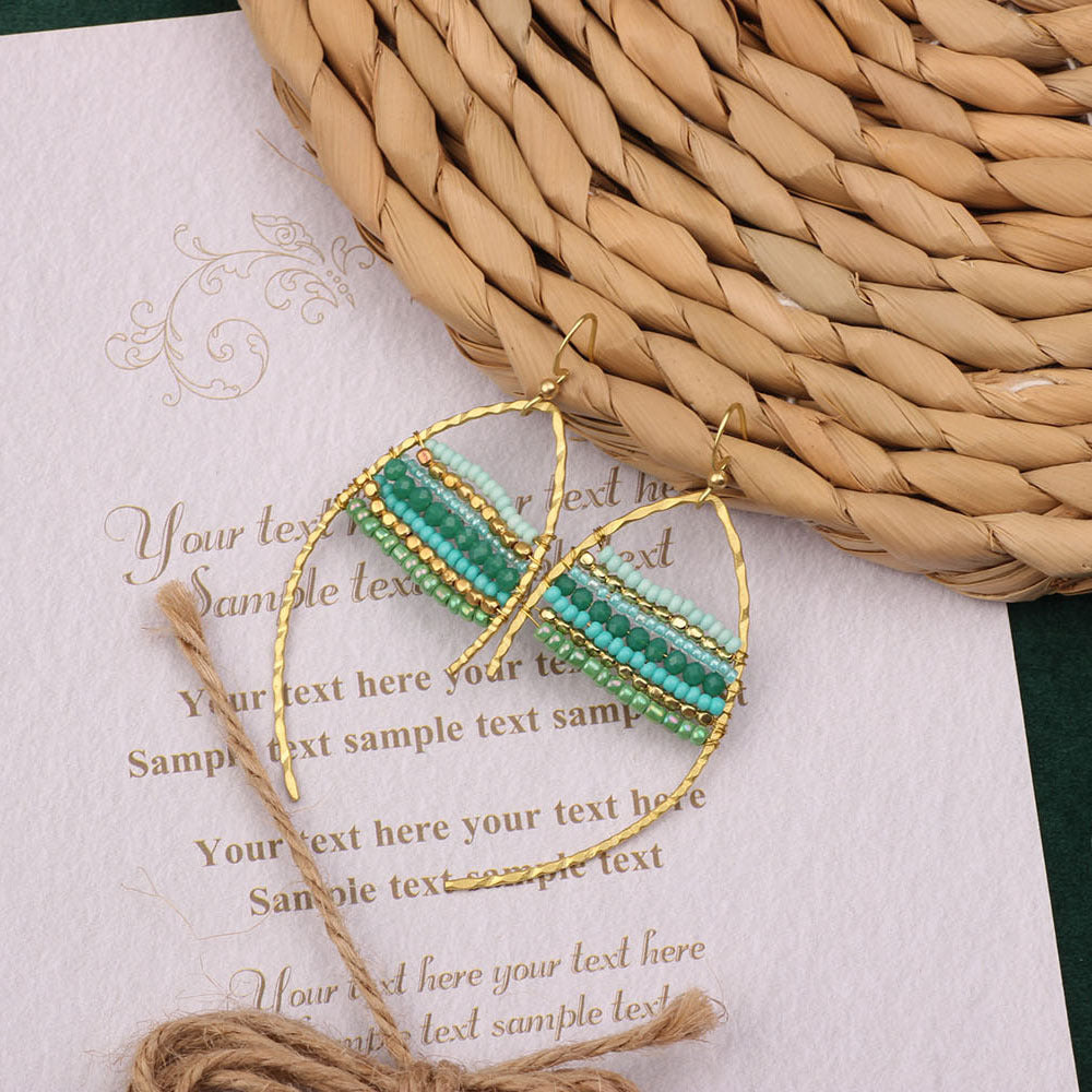 Asymmetrical Bohemian Drop Earrings For Women Featuring Beading In Colour With Unique Asymmetrical Design