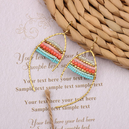 Asymmetrical Bohemian Drop Earrings For Women Featuring Beading In Colour With Unique Asymmetrical Design