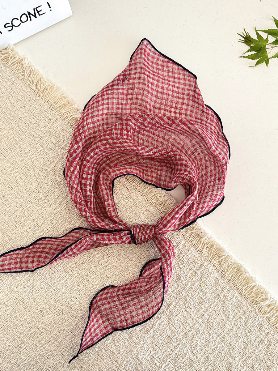Women Summer Stripe Plaid Soft Triangle Scarf