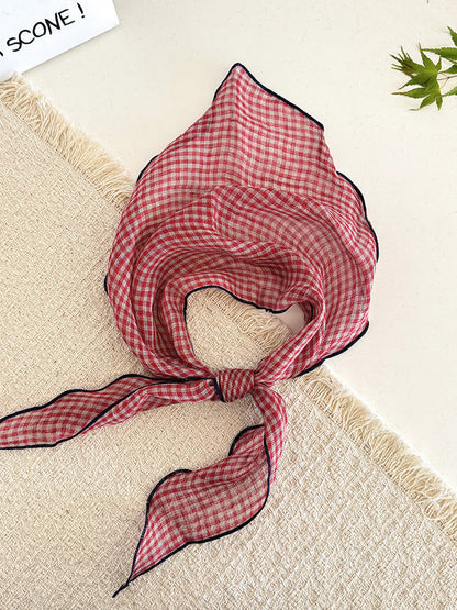 Women Summer Stripe Plaid Soft Triangle Scarf