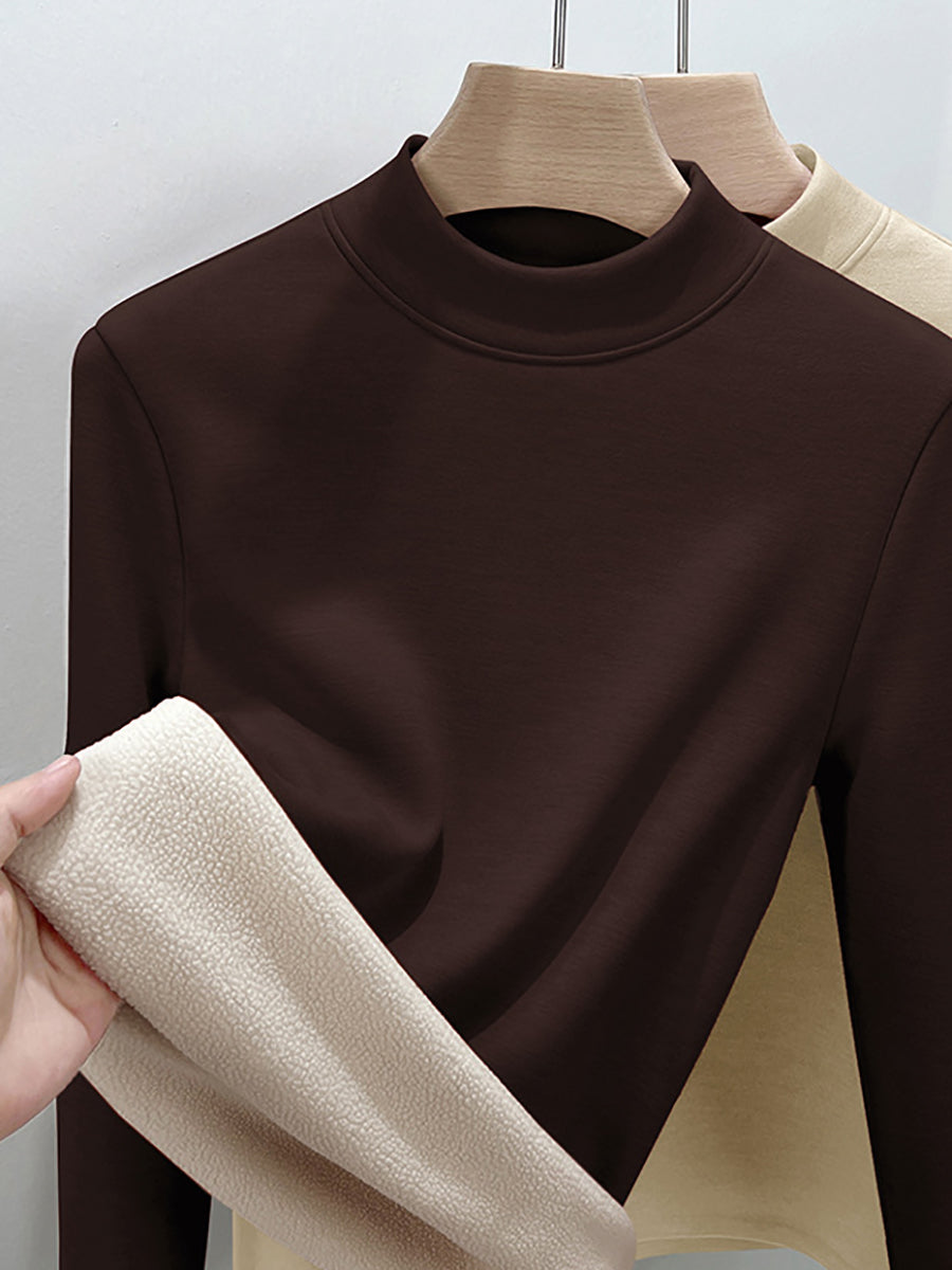 Women Autumn Casual Warm Half-Turtleneck Base Blouse