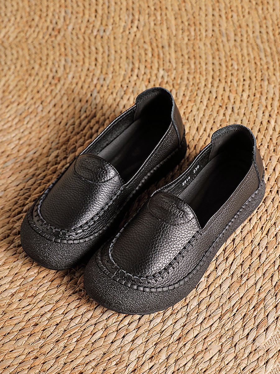 Women Summer Casual Genuine Leather Platform Shoes