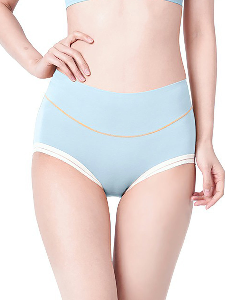 6 Pieces Summer Women Colorblock High Waist Underwear