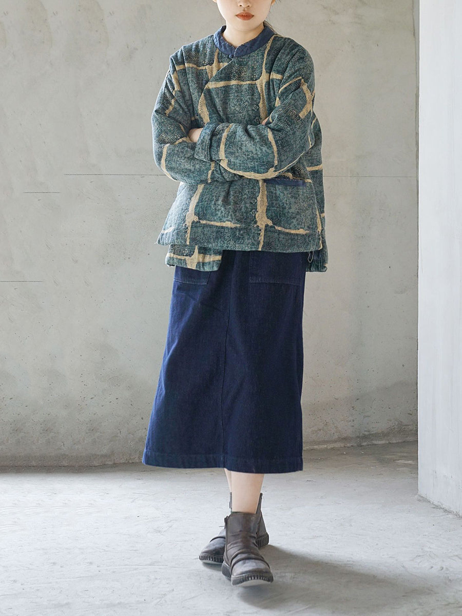 Women Vintage Floral Cotton Winter Padded Coat
