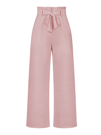 Simple Loose Wide Leg Solid Color Casual Pants Bottoms