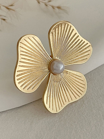 Flower Shape Pleated Shiny Rings Accessories