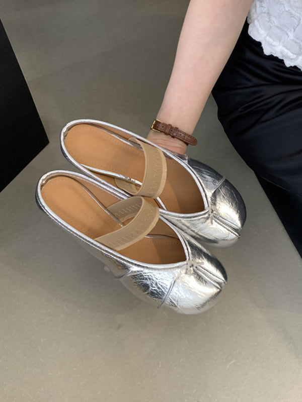 Elasticity Shallow Cut Split-Joint Split-Toe Flat Shoes Slippers&Mules