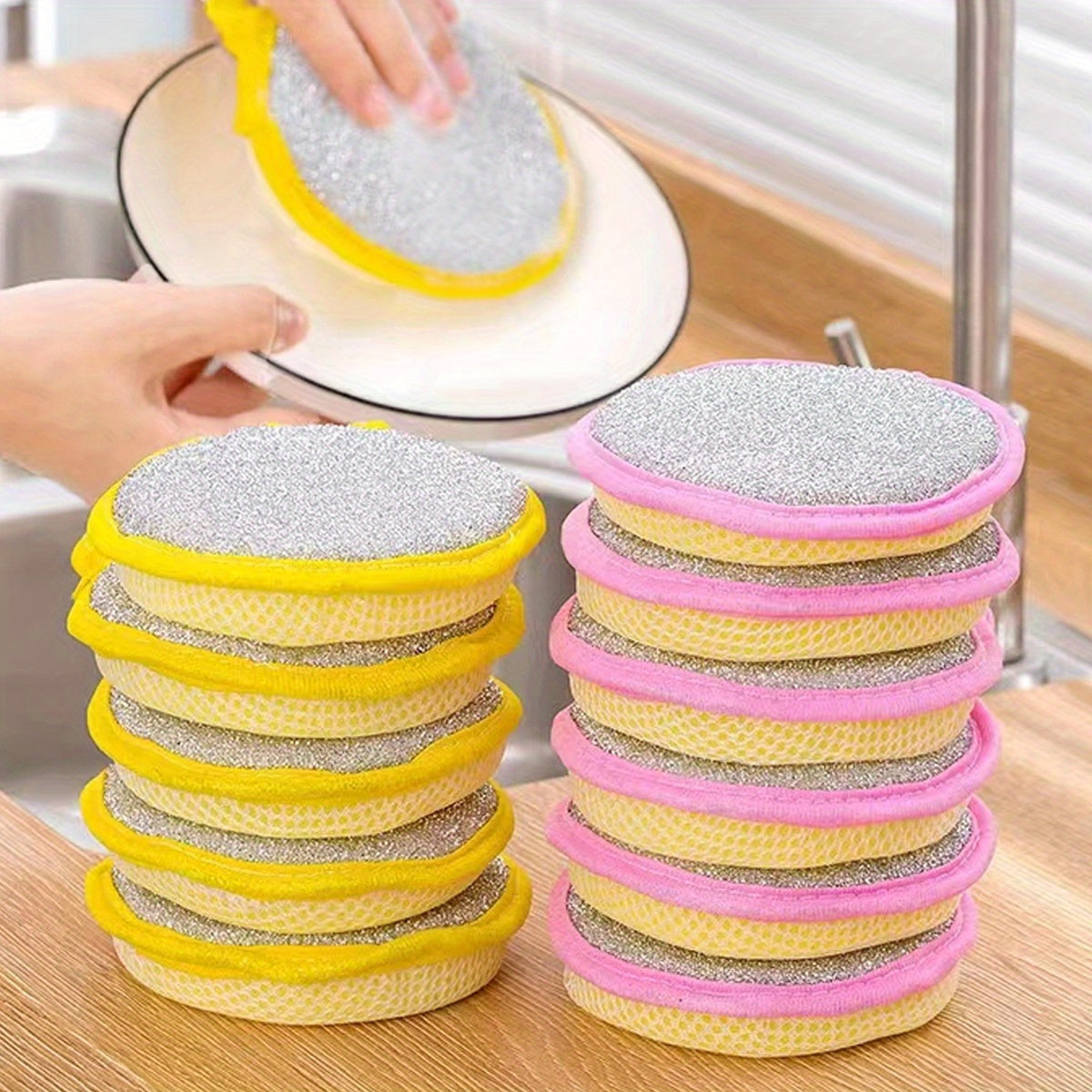30 heavy-duty kitchen cleaning sponges and scrapers - stackable dishcloths for bowls, pots, pots, countertops - washable, space-saving design for home, restaurant, cafe use - perfect for sponges, scrapers, cleaning tools, kitchen
