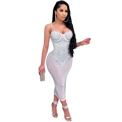 Elegant Sleeveless Strap Dress For Party In Polyester Fabric, Available As A Midi Dress