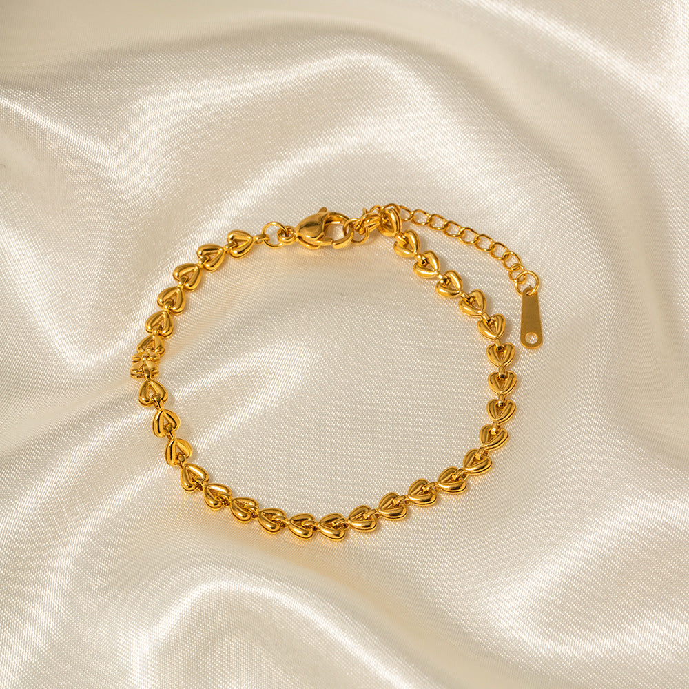Heart Shape Braid Necklace For Women In Gold, Simple Style With Titanium Steel Woven Chain