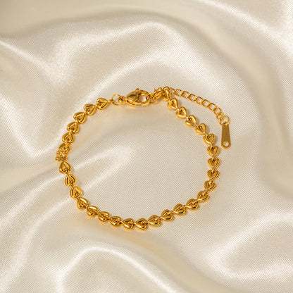 Heart Shape Braid Necklace For Women In Gold, Simple Style With Titanium Steel Woven Chain