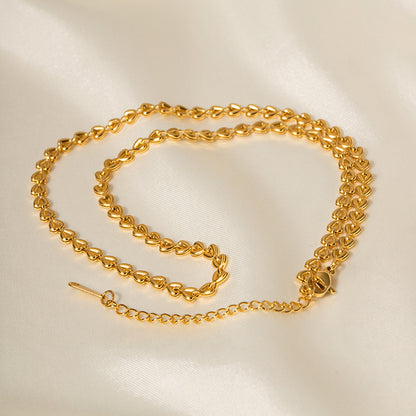 Heart Shape Braid Necklace For Women In Gold, Simple Style With Titanium Steel Woven Chain
