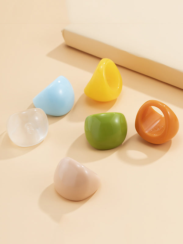 Original Solid Color Geometric Resin Rings Accessories