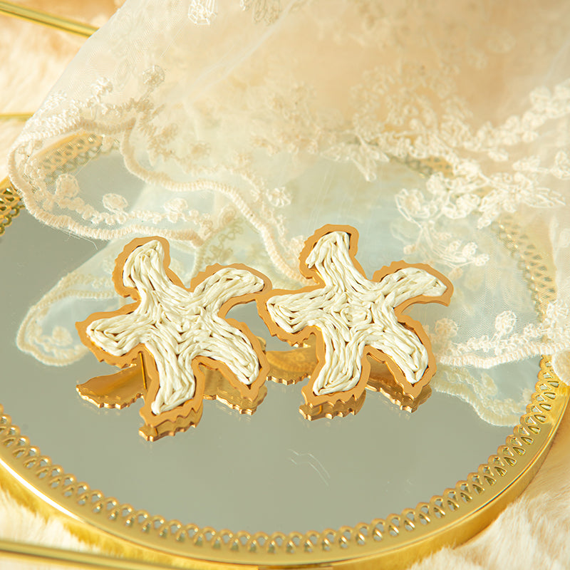 Starfish Stud Earrings For Women In 304 Stainless Steel With Hypoallergenic PVD Coated 18K Real Gold Plating