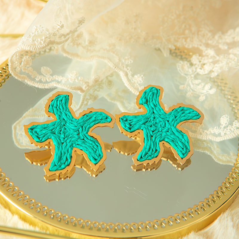 Starfish Stud Earrings For Women In 304 Stainless Steel With Hypoallergenic PVD Coated 18K Real Gold Plating