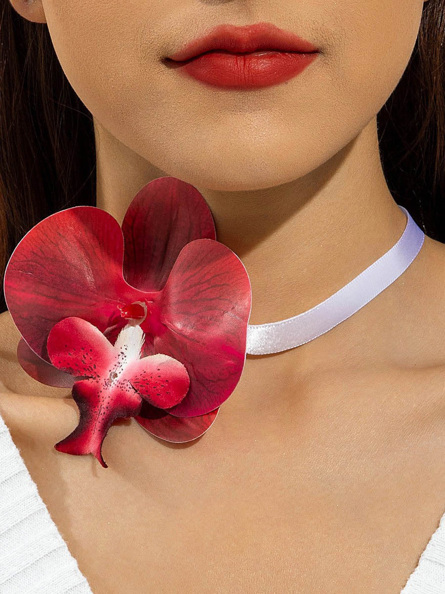 Three-Dimensional Flower Solid Color Flower Shape Necklaces Accessories