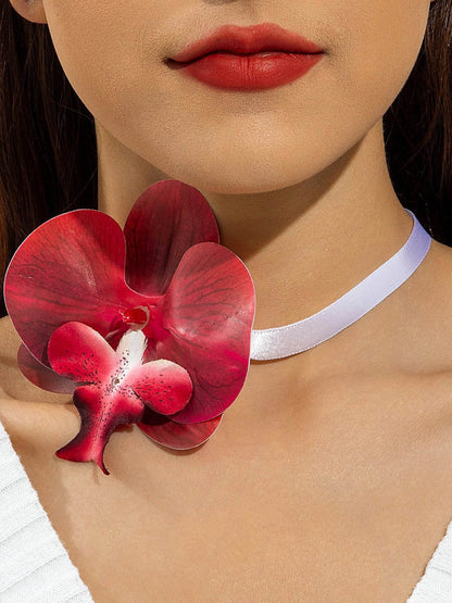 Three-Dimensional Flower Solid Color Flower Shape Necklaces Accessories