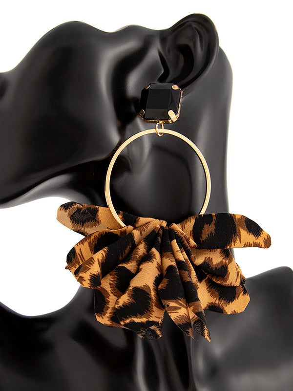 Geometric Leopard Three-Dimensional Flower Drop Earrings