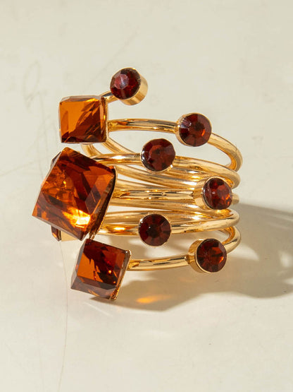 Geometric Rhine Stones Rings Accessories