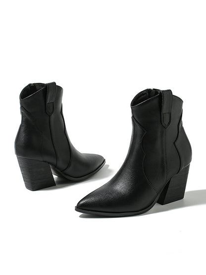 Pointed-Toe Split-Joint Zipper Boots Pumps