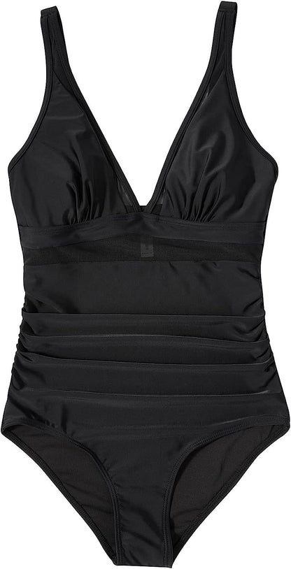 Solid Color White One-Piece Swimsuit In Nylon Fabric, Perfect For Beach Wear