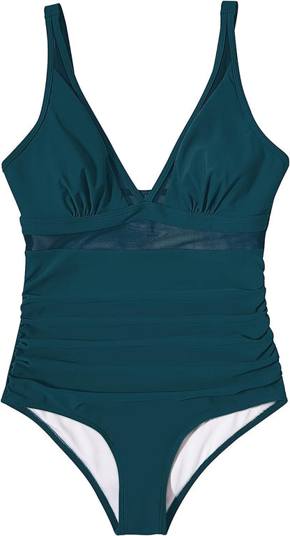 Solid Color White One-Piece Swimsuit In Nylon Fabric, Perfect For Beach Wear