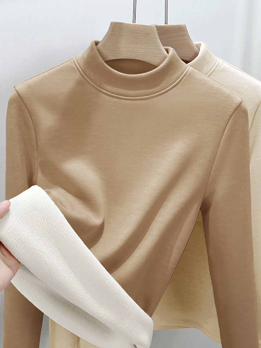 Women Autumn Casual Warm Half-Turtleneck Base Blouse