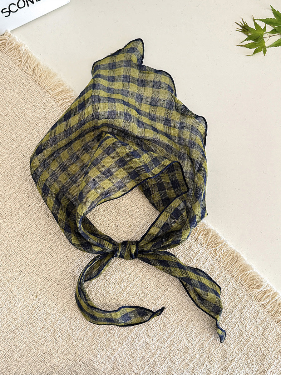 Women Summer Stripe Plaid Soft Triangle Scarf