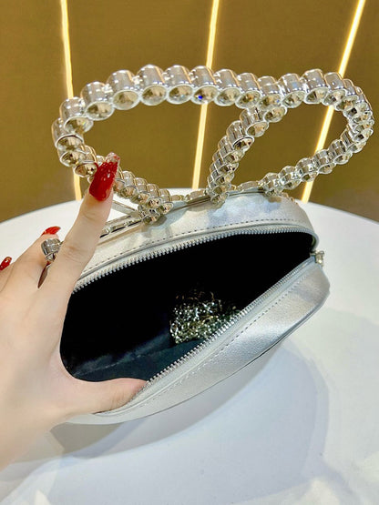 Irregularity Bow-Embellished Rhine Stones Shiny Zipper Evening Bags & Clutches Mini Bags