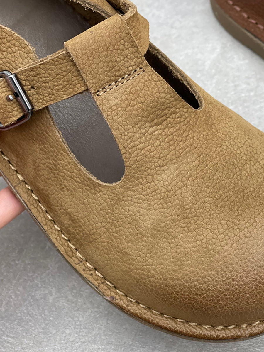 Women Vintage Spring Genuine Leather Flat Shoes