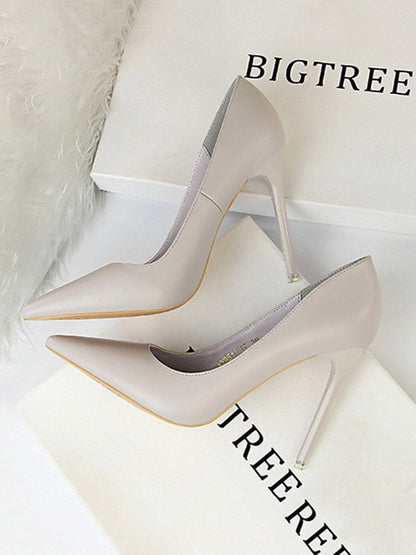 Pointed-Toe Solid Color Pumps