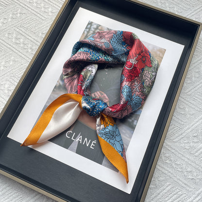 Silk Scarf With Flowers Pattern, Perfect For Summer