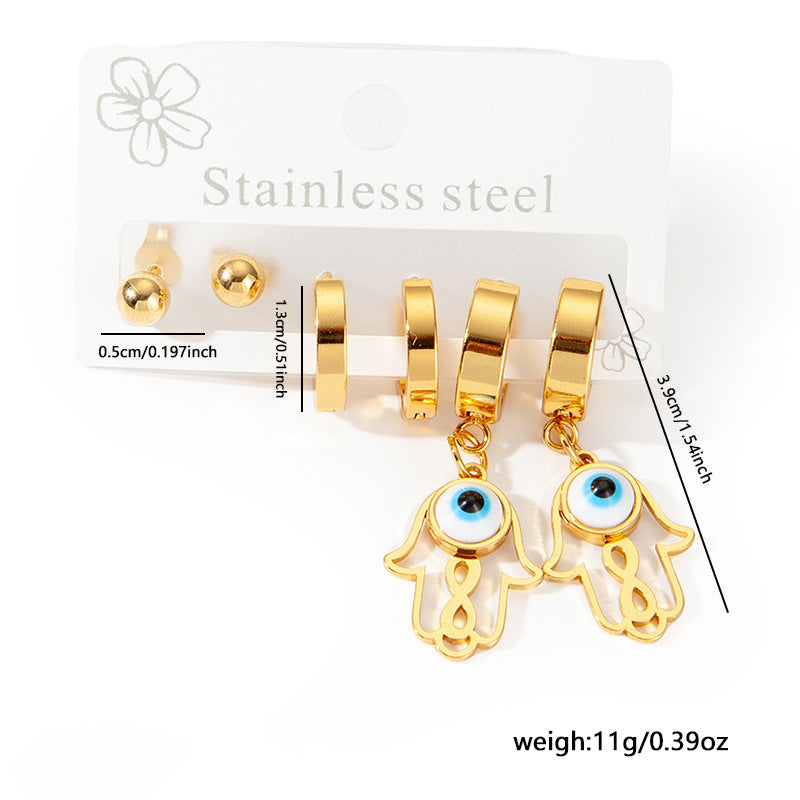 Exaggerated Eye Earrings For Women In Royal Blue Featuring Durable Titanium Steel Material