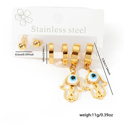 Exaggerated Eye Earrings For Women In Royal Blue Featuring Durable Titanium Steel Material