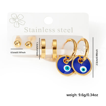 Exaggerated Eye Earrings For Women In Royal Blue Featuring Durable Titanium Steel Material