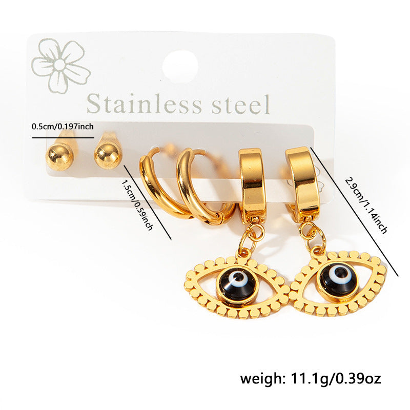 Exaggerated Eye Earrings For Women In Royal Blue Featuring Durable Titanium Steel Material