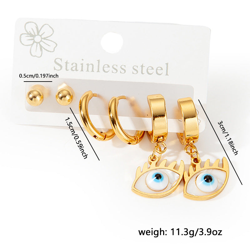 Exaggerated Eye Earrings For Women In Royal Blue Featuring Durable Titanium Steel Material
